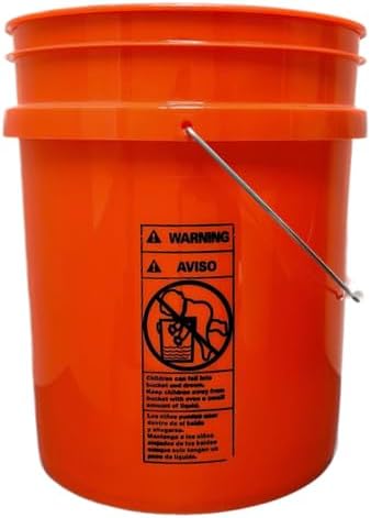 House Naturals 5 Gallon Scarlet Red Plastic Bucket Pail Food Grade BPA Free Made in USA pails with White Air Tight Screw on Lid (Pack of 2) (Scarlet Red with Black EZ lid)
