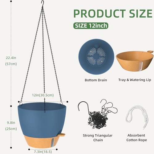 12 Inch Hanging Planters for Indoor Plants & Outdoor (2 Count)