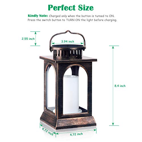 Flickering Flame Solar Lights Outdoor Metal Hanging Lantern (2 Count)