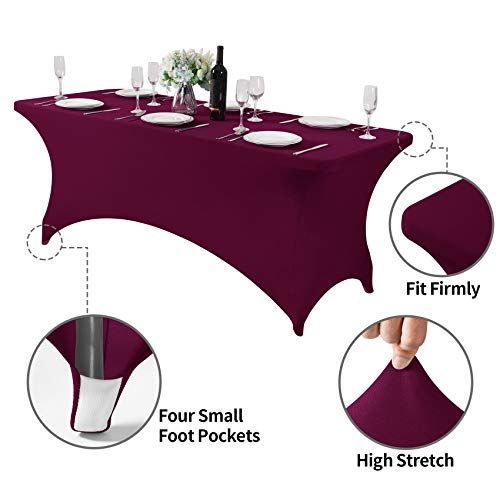 Spandex Table Cover for 6Ft or 4fT or 8ft Table Universal Fitted Stretch Tablecloth for Party