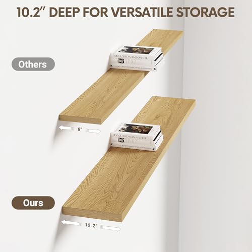 10 Inch Deep Floating Shelves for Wall 48” Set of 2 (2 Count)