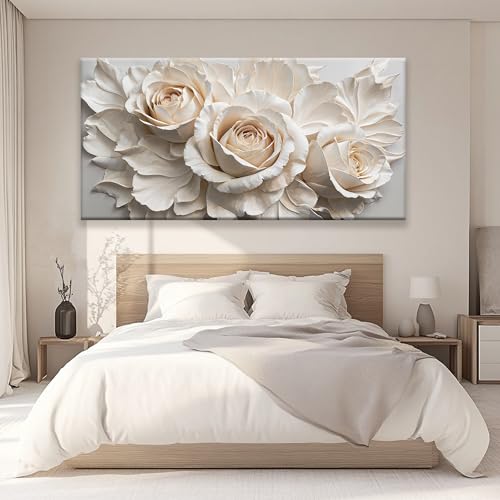 Large Wall Art For Living Room Prints Home Wall Decor Modern Canvas Art Wall Decor 39 X 78 Inches White Flower Wall Art Elegant Flower Painting Picture For Bedroom Hotel Office Artwork