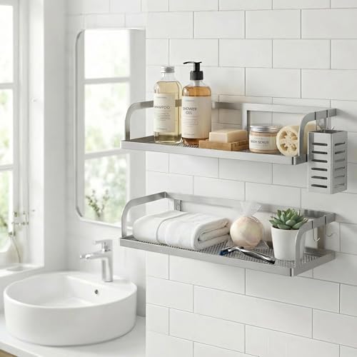 2 Pack Wide Hollowout Shower Caddy & Spice Rack (2 Count)