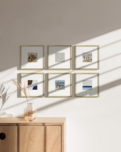 8x8 Gold Metal Picture Frames Matted to 4x4 (15 Count)