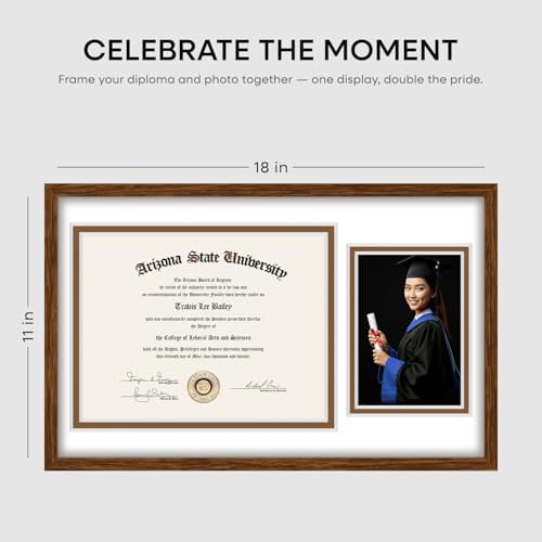 11x18 Brown Oak Diploma Frame