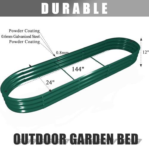 12x2x1ft Galvanized Raised Garden Bed