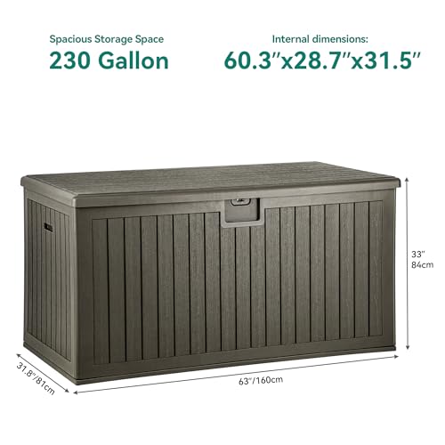 230 Gallon Large Deck Box with Divider & Side Handles