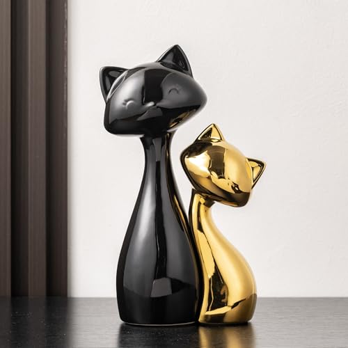 Ceramic Cat Statue Set