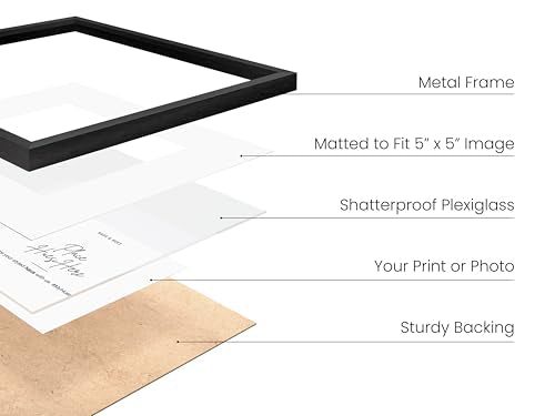 10x10 Black Metal Picture Frame Matted to 5x5