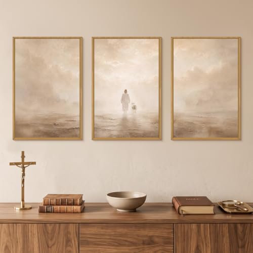 Jesus Leaves The 99 Sheep Framed Canvas Wall Art Set