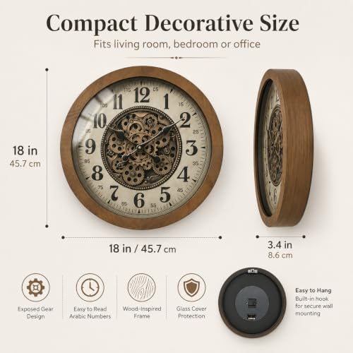 Large Real Moving Gears Wall Clocks for Living Room Decor