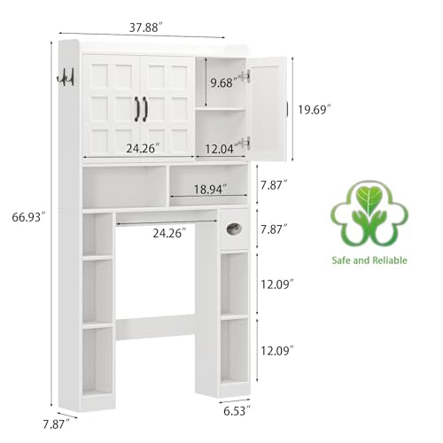 Farmhouse Over The Toilet Storage Cabinet with 3 Barn Doors