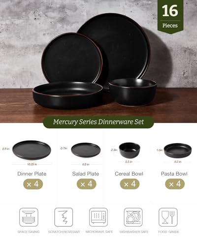 Mercury 16 Piece Stoneware Plates and Bowls