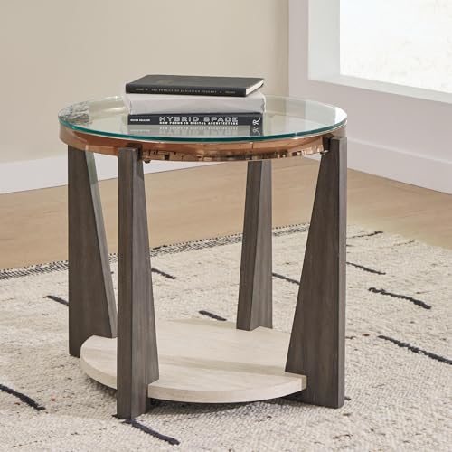 Frazwa Round Glass End Table