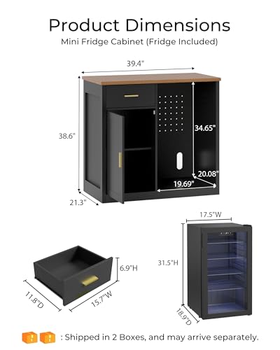 39" Coffee Bar Cabinet with Fridge