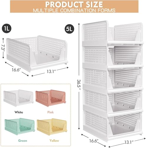 8 Pack Stackable Closet Storage Basket (25 Count)