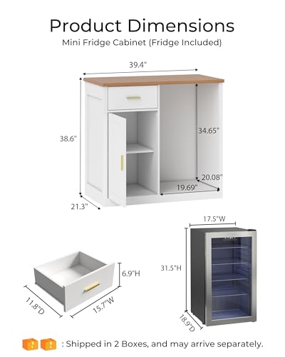 39" Coffee Bar Cabinet with Fridge