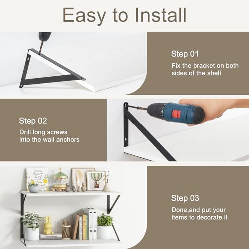 White Floating Shelves 16 Inch Long