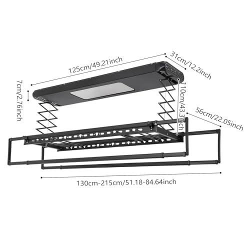 Electric Retractable Airing Rack Black