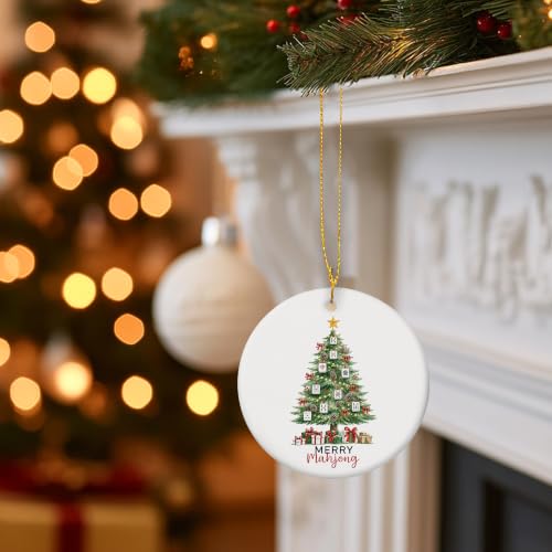 Pinecone Rustic Mahjong Christmas Tree Ceramic Ornament Gifts