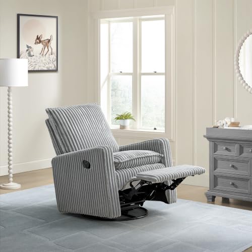 Uptown Upholstered Glider Recliner Rocking Chair 360° Swivel for Nursery and Living Room