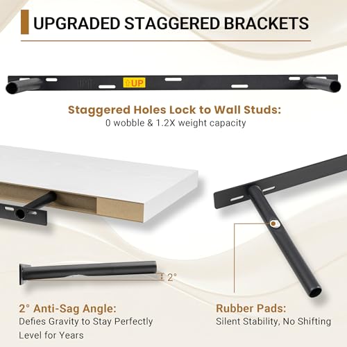 48 Inch White Floating Shelves (2 Count)