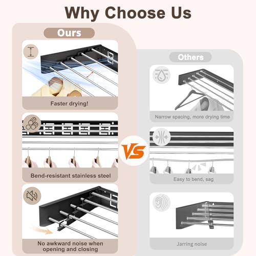Wall Mounted Clothes Drying Rack Folding Indoor