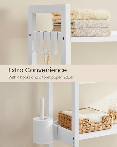 4 Tier Bamboo Over the Toilet Storage with Adjustable Shelves