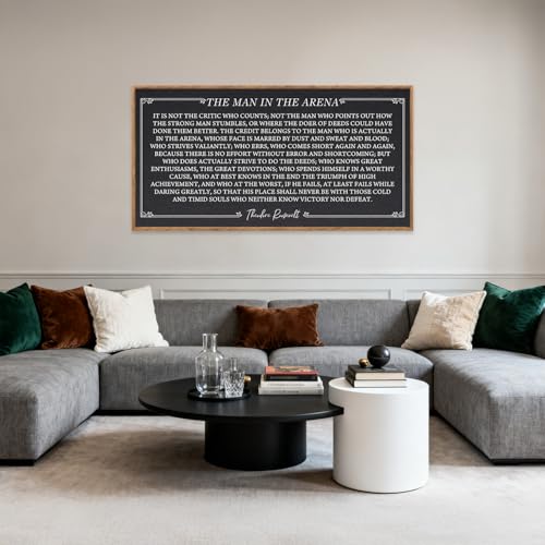 The Man In The Arena Framed Canvas Wall Art 40x20 Inch