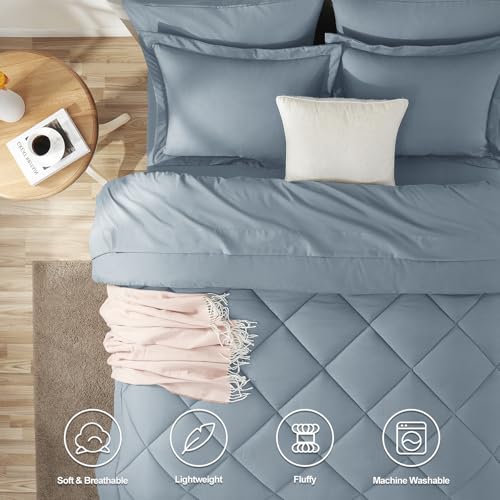 Super King Plus Comforter Set Dusty Blue