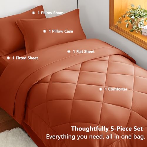 Twin XL Comforter Set Burnt Orange