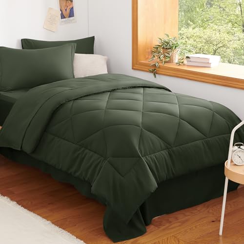 Twin XL Comforter Set Dark Green