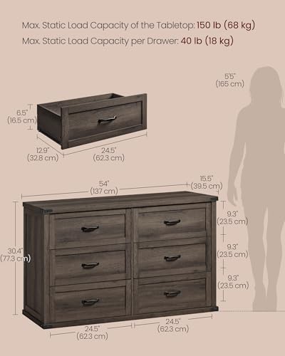 Modern 6 Drawer Dresser