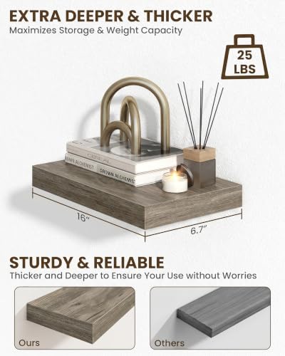 16" Floating Shelves for Wall (2 Count)