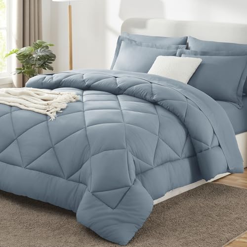 Oversized Queen Comforter Set Dusty Blue