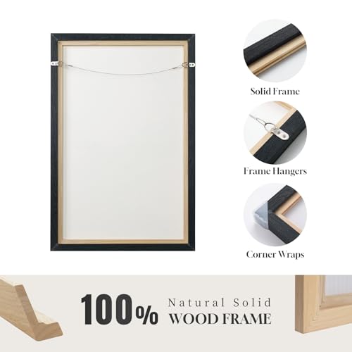 Extra Large Framed Black White Gold Abstract Wall Art