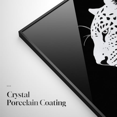 Large Framed Modern Black and White Leopard Wall Art