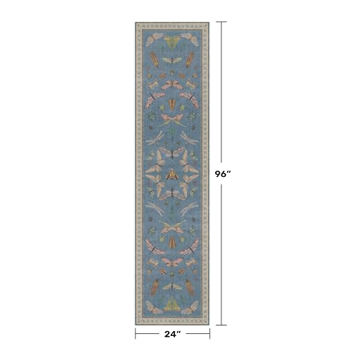 Blue Boho Hallway Runner Rug 2x8 (16 Sq Ft)