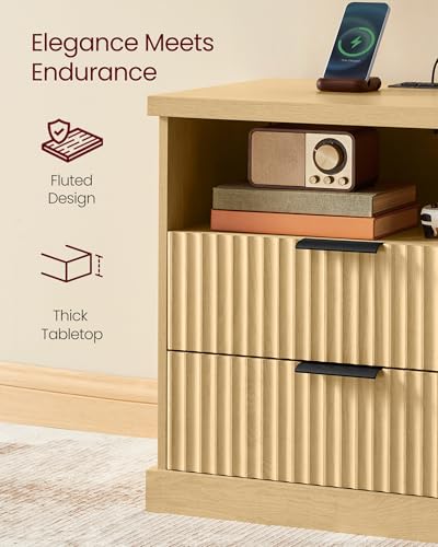 Set of 2 Nightstands with Charging Station (2 Count)