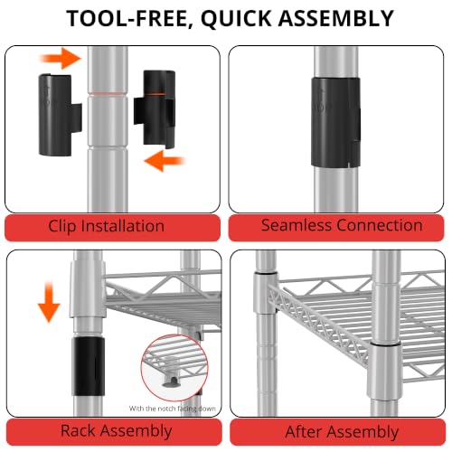 5 Wire Shelving Metal Storage Rack Adjustable Shelves