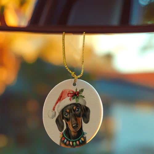 Santa Dachshund Dog Christmas Ceramic Ornament