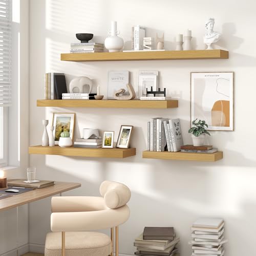 Floating Shelves 55.1" W x 10.3" D Oak Set of 2 (2 Count)