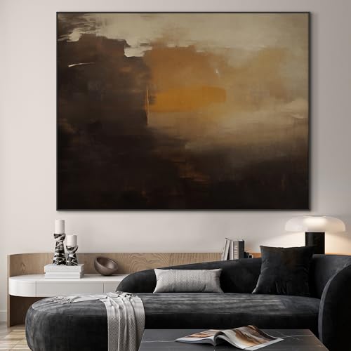 60"x72" Extra Large Framed Wall Art Abstract Dark Horizon Moody Landscape Illustration for Home Living Room Bedroom Decor