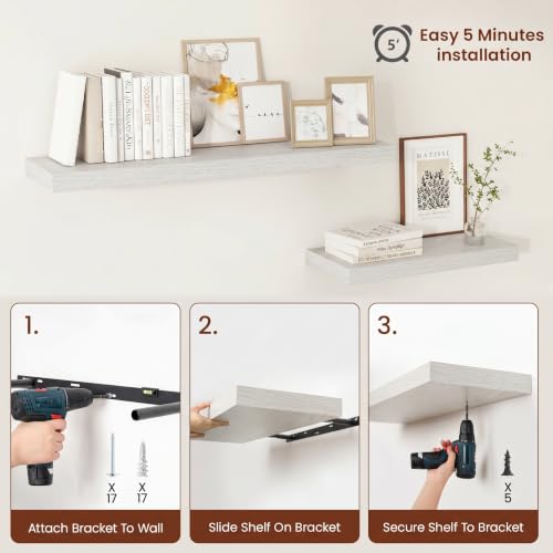 Deep Floating Shelves 55x12” Set of 2 (2 Count)