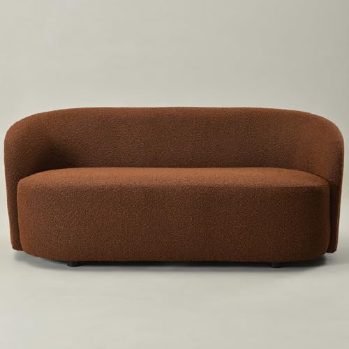 68" Boucle Loveseat Couch with 2 Swivel Barrel Chairs (3 Count)