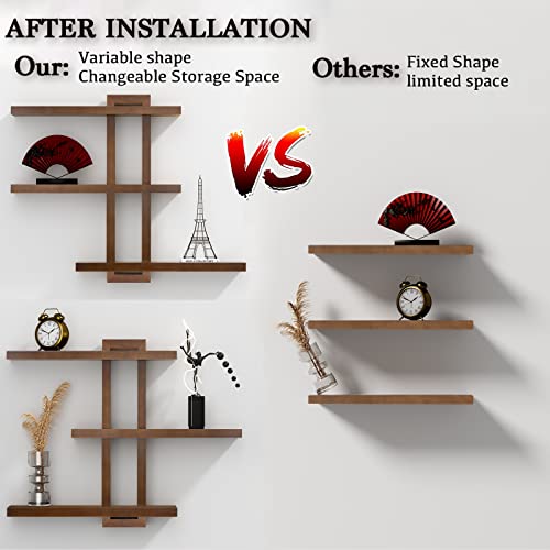 Variable Floating Shelves Wood Set of 3