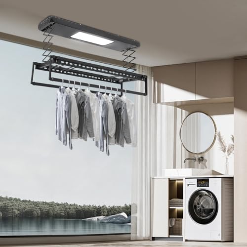 Electric Retractable Airing Rack Black
