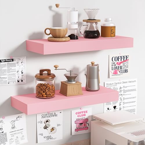Pink Floating Shelves for Wall (2 Count)