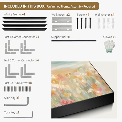 36"x72" Extra Large Framed Wall Art Coastal Flower Field with Sailing Boats Serene Landscape Illustration for Home Living Room Bedroom Decor