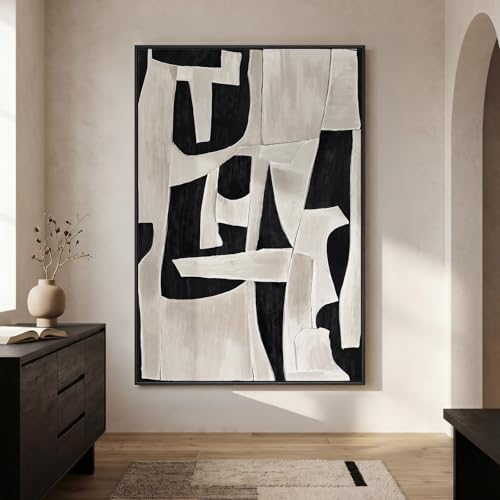 Extra Large Framed Black White Abstract Wall Art for Living Room